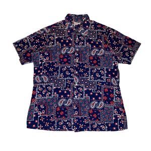 Vintage Cisco Bandana Print Button Up Aloha Shirt Men's 2XL Tall